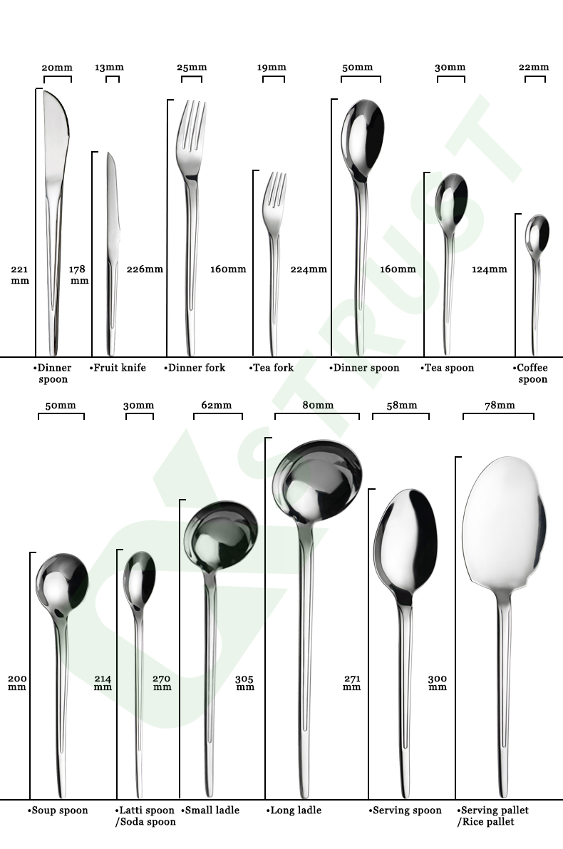 sus201 cutlery set of high mirror polished