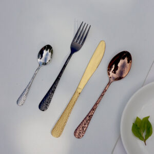 a09b stainless steel cutlery sets with hammered pattern for family (复制)