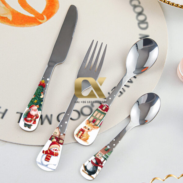 strust f24 kids happy christmas metal cutlery sets made of stainless steel 18/10